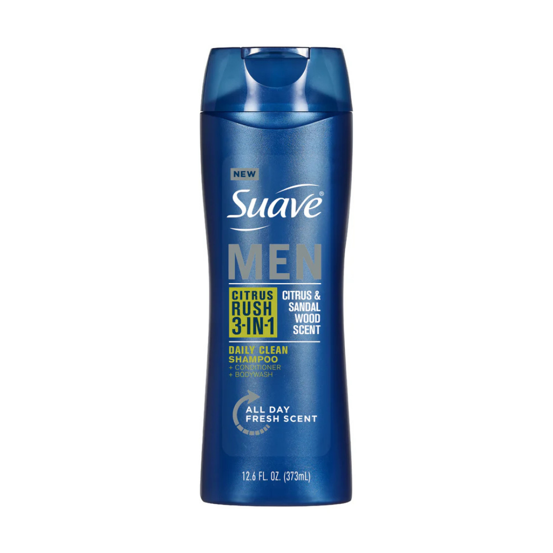 Champú y acondicionador 3 en 1 Suave Men, gel de ducha con aroma cítrico (355 ml)