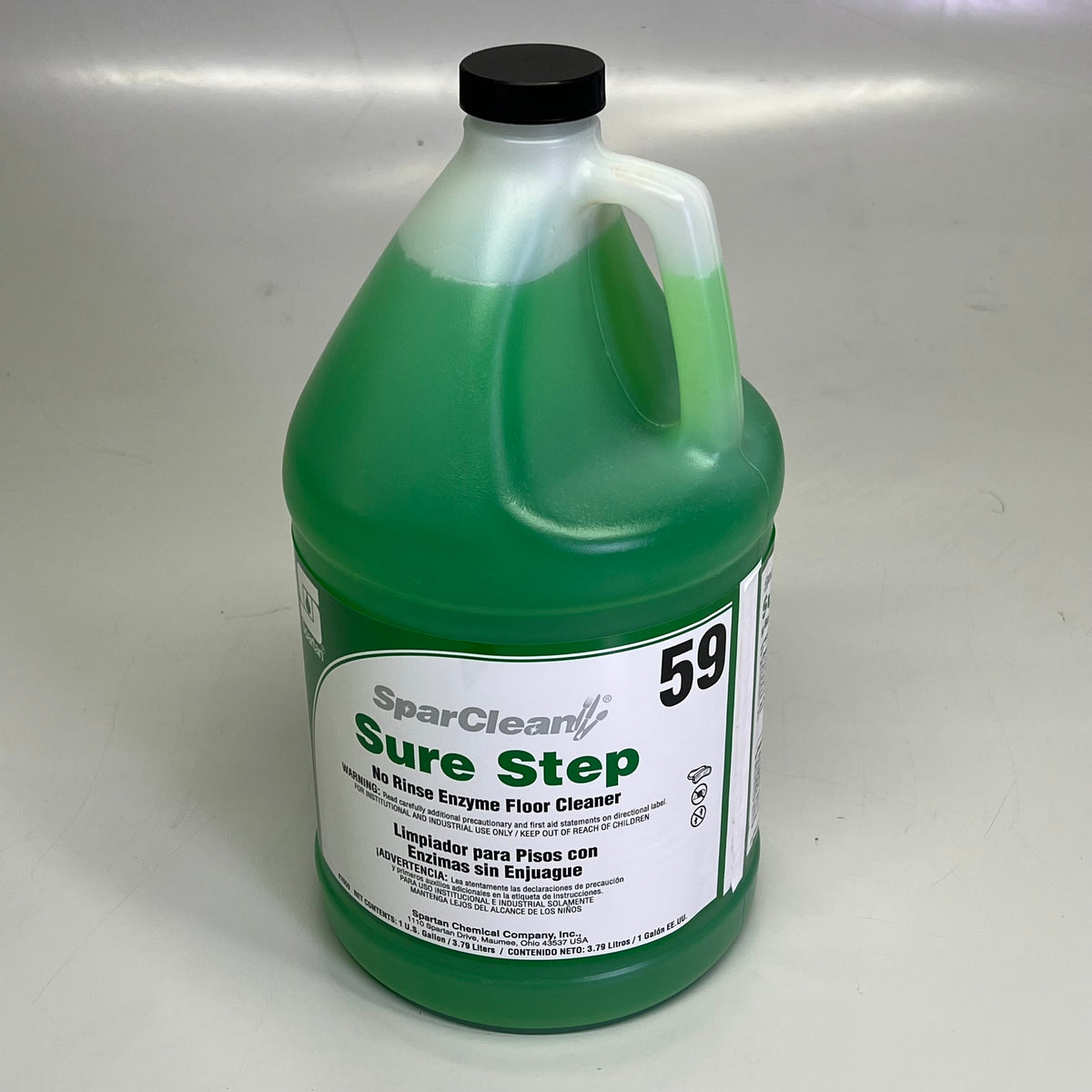 Limpiador de pisos enzimático sin enjuague SPARTAN Sparclean Sure Step, 1 galón, verde, 59