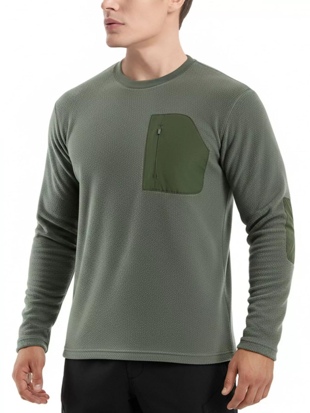 Men's Plus Size Long Sleeve Pocket T-Shirt