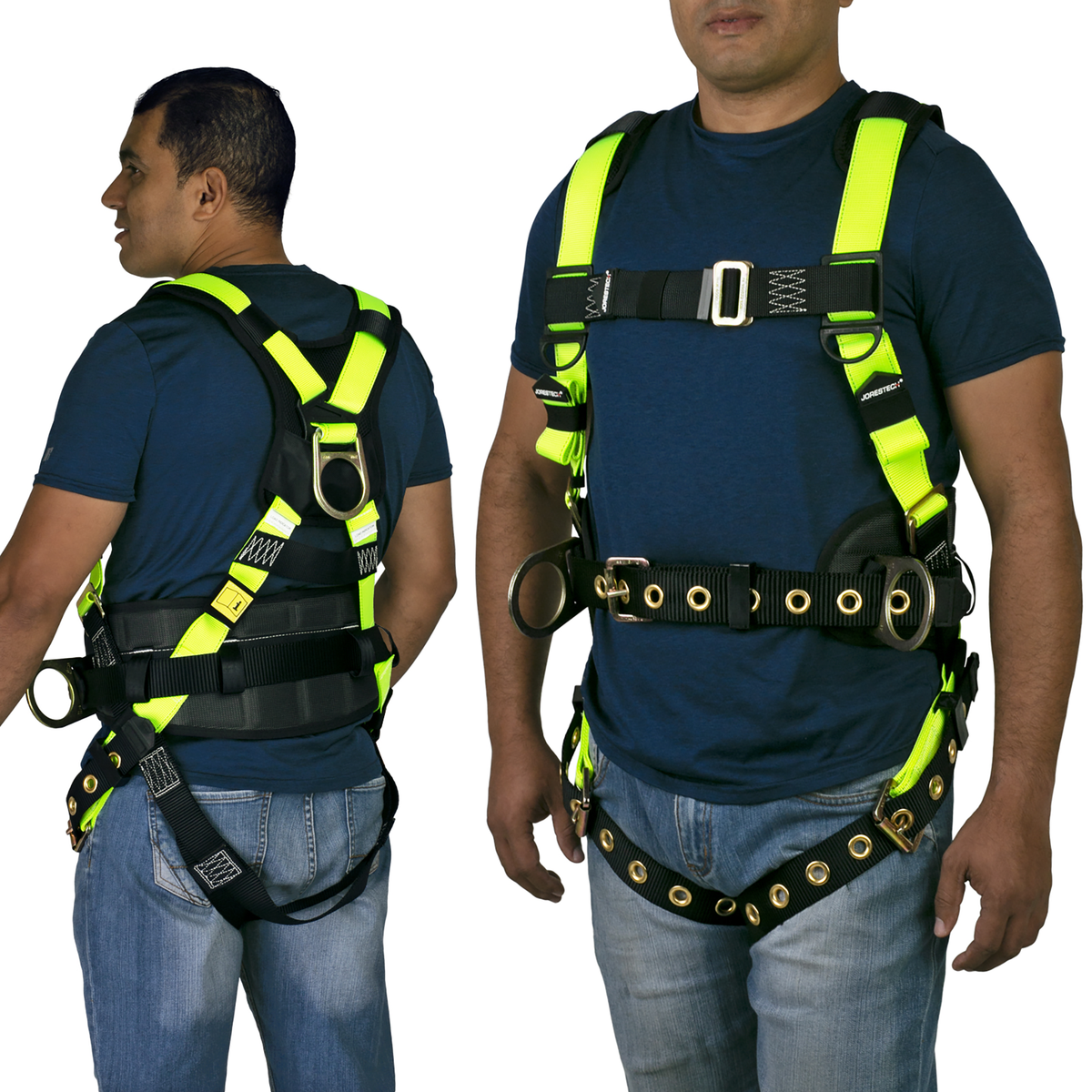 Arnés de seguridad para cuerpo con protección contra caídas 3D, con ojales y soporte para la espalda