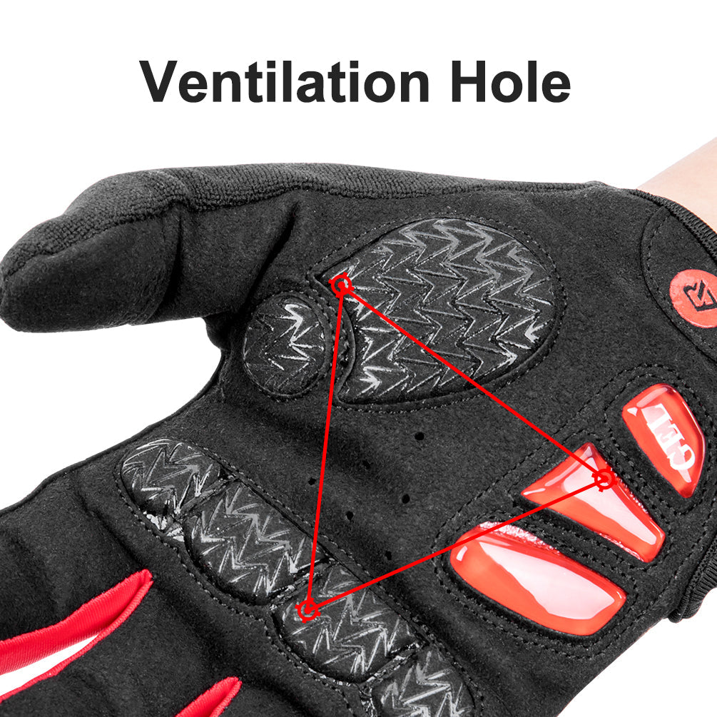 Guantes de ciclismo de dedos completos con acolchado de gel que absorbe los impactos, antideslizantes para pantalla táctil