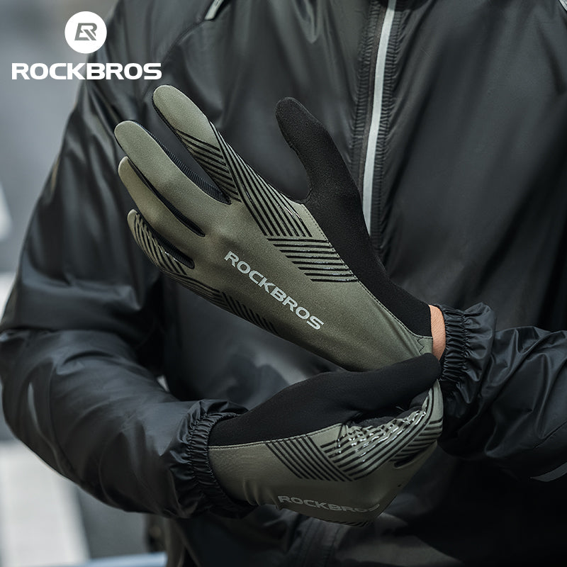 Guantes de MTB ROCKBROS: guantes de ciclismo antideslizantes con pantalla táctil y dedos completos 