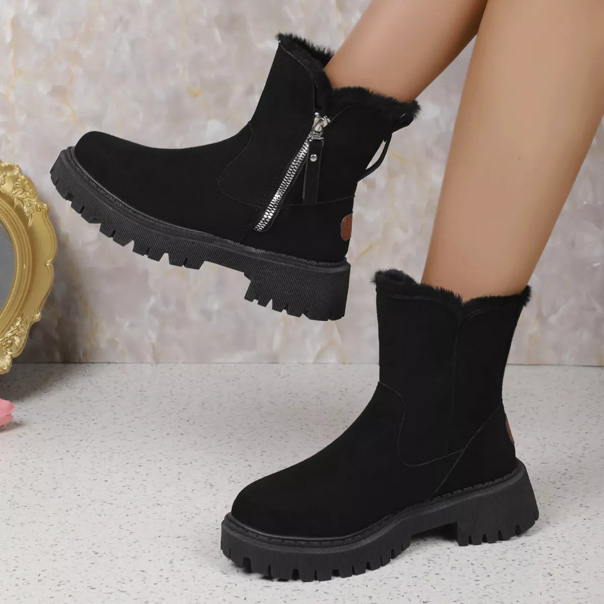 Botines con forro suave y cremallera