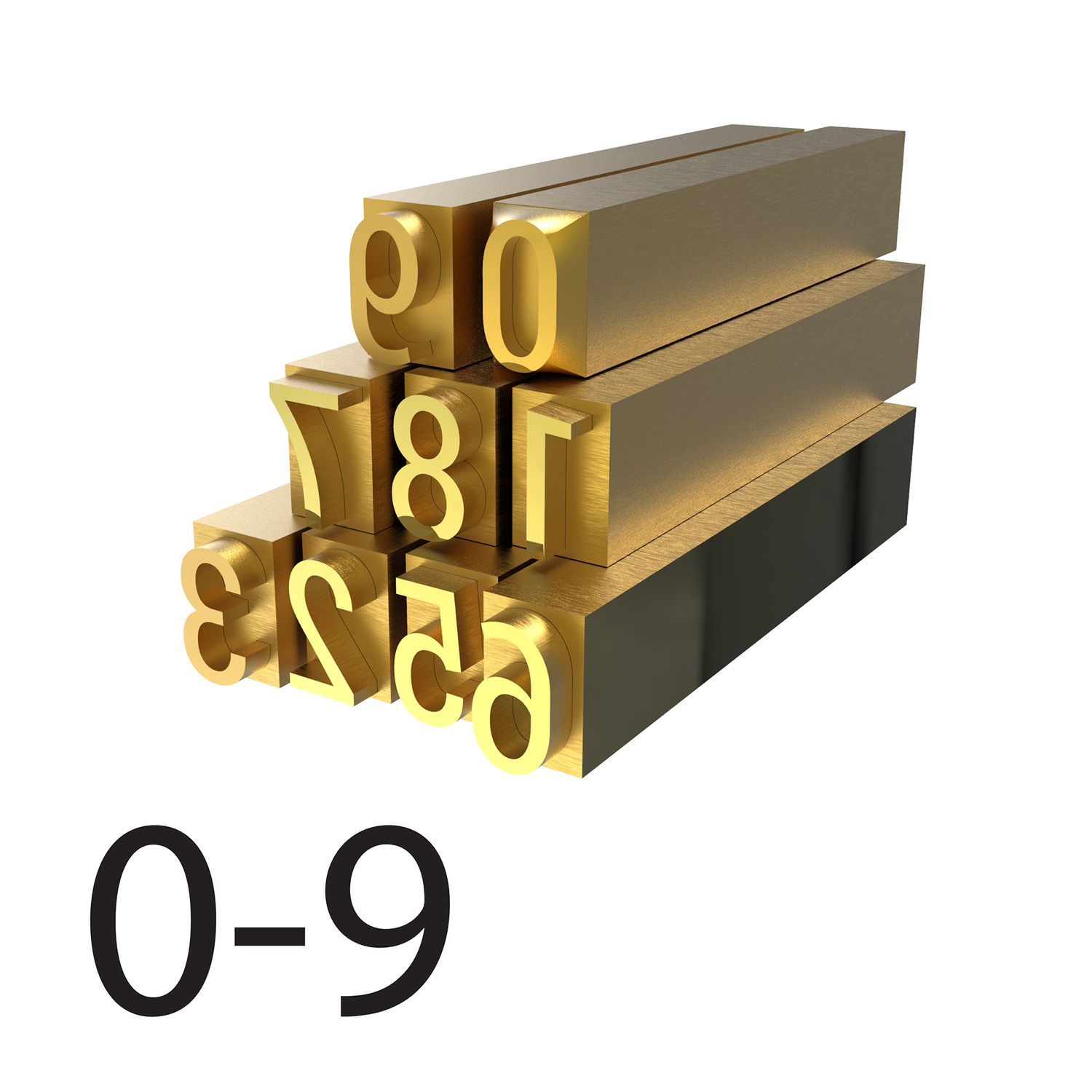 3mm Hot Stamp Type – Set of 0-9