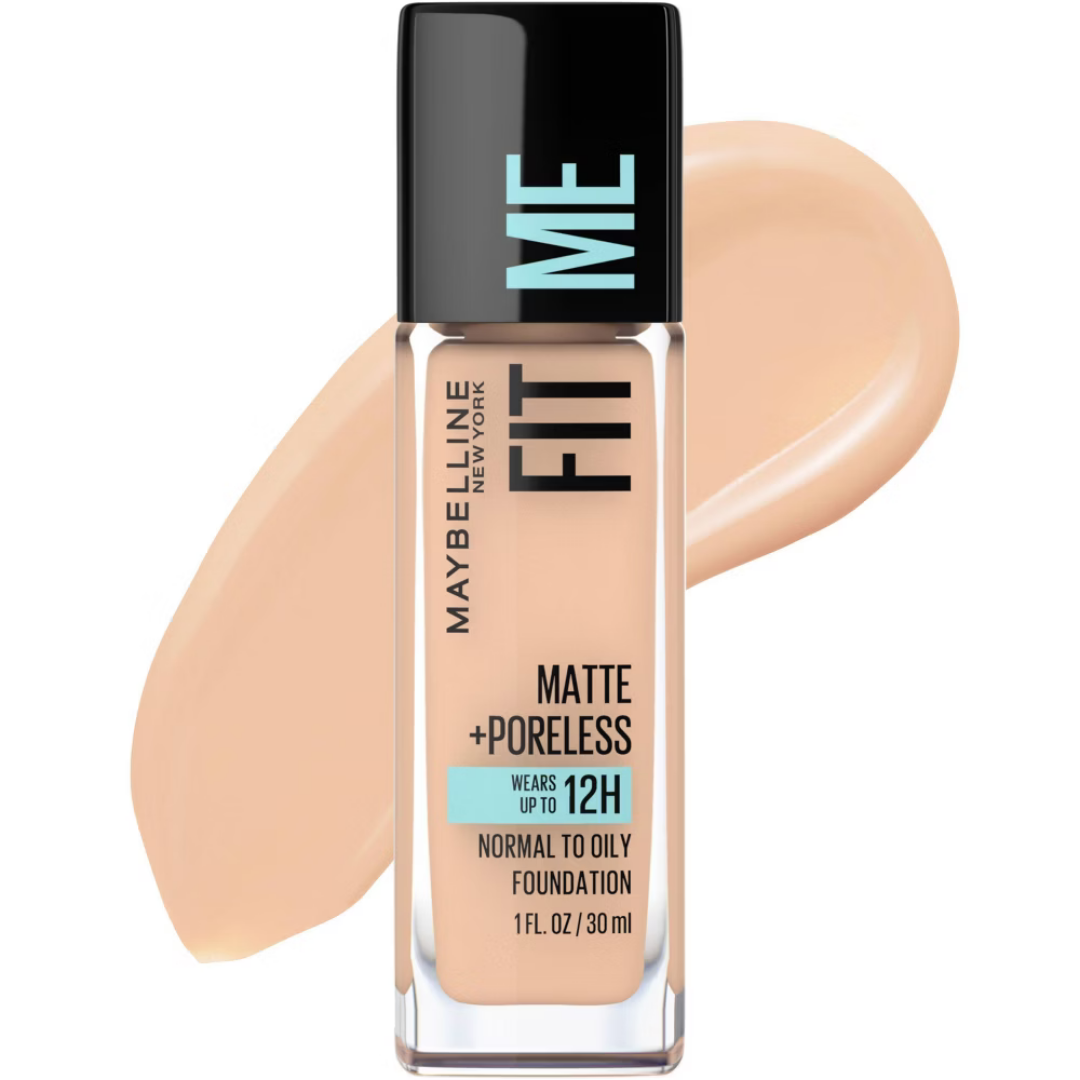 Base de maquillaje Maybelline Fit Me Matte + Poreless en tono beige nude 125 (1 oz)