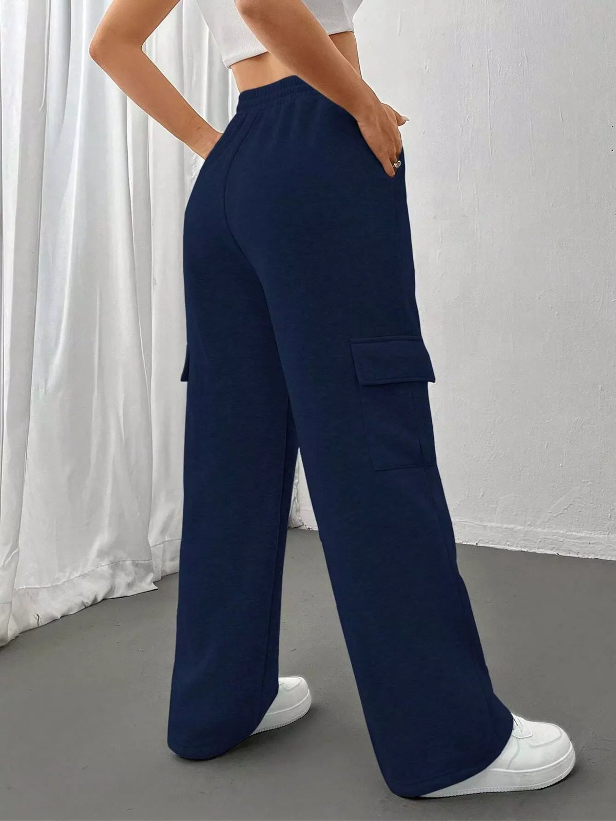 Pantalones de corte holgado con cintura con cordón