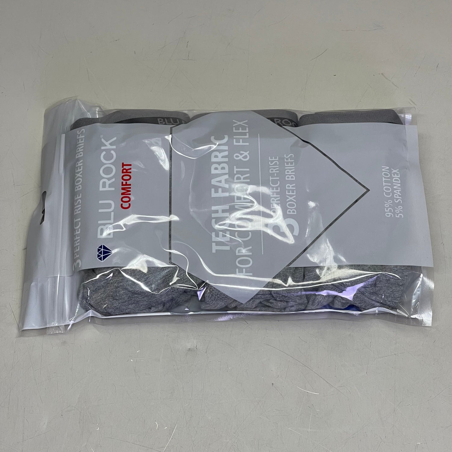 BLU ROCK COMFORT (PAQUETE DE 3) Tejido tecnológico para hombre para mayor comodidad y flexibilidad XL Gris
