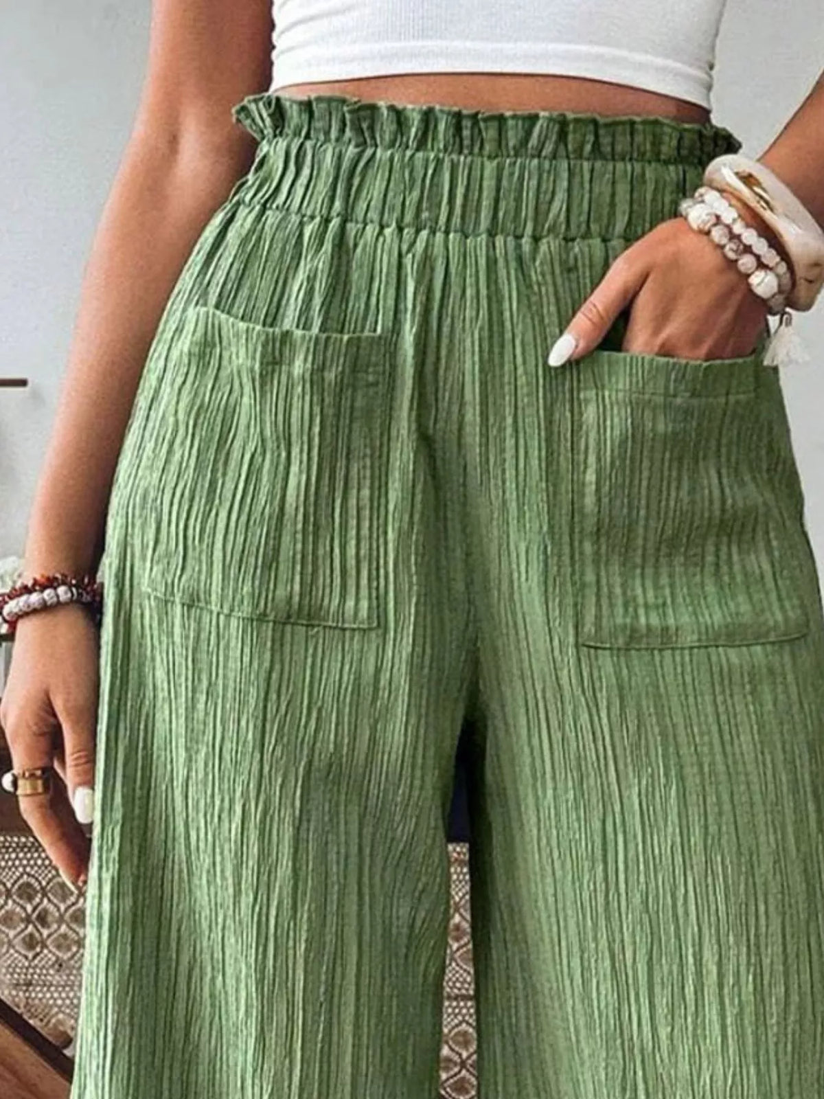 Pantalones Anchos de Tiro Alto