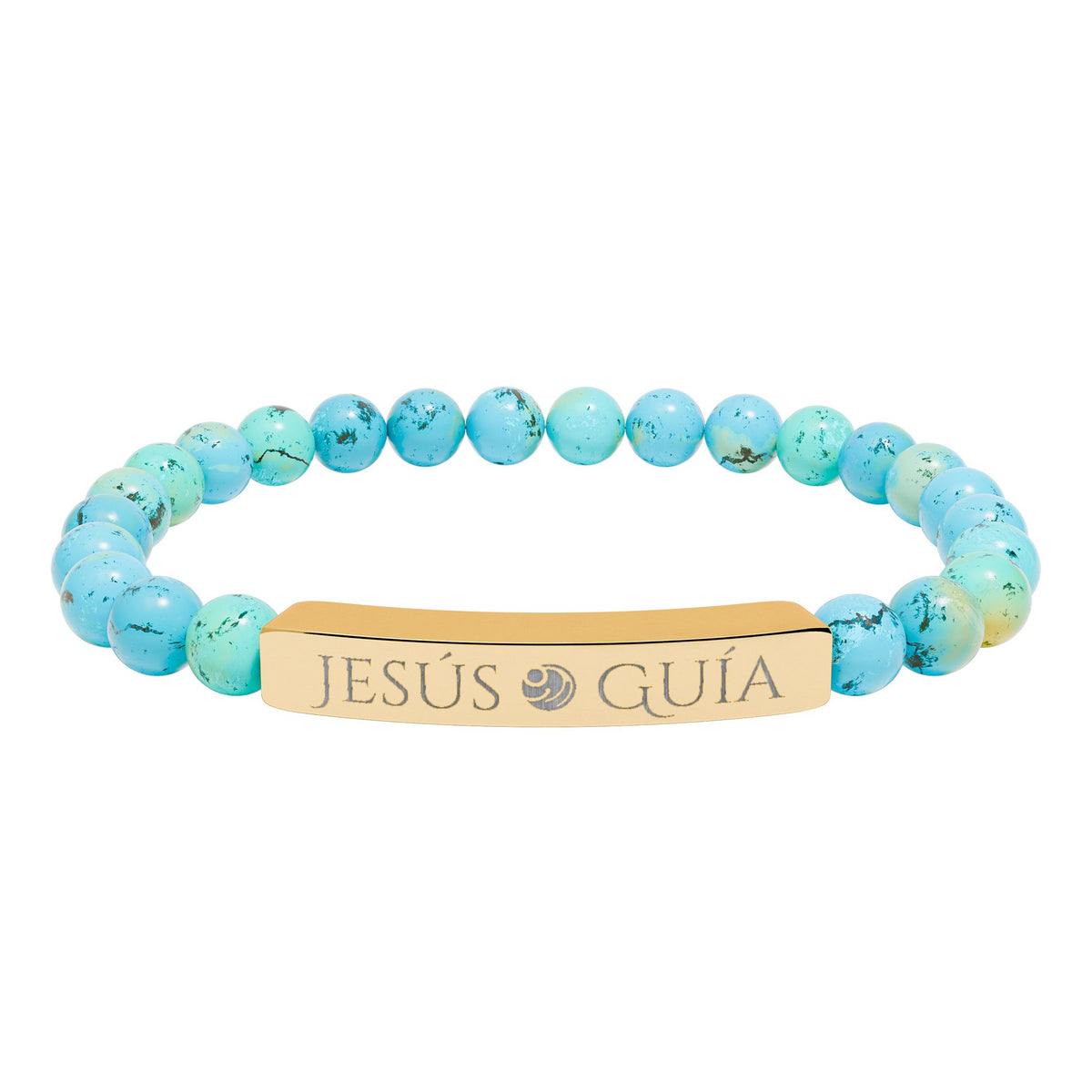 Pulsera de barra de piedra natural grabada - "Jesús guía"