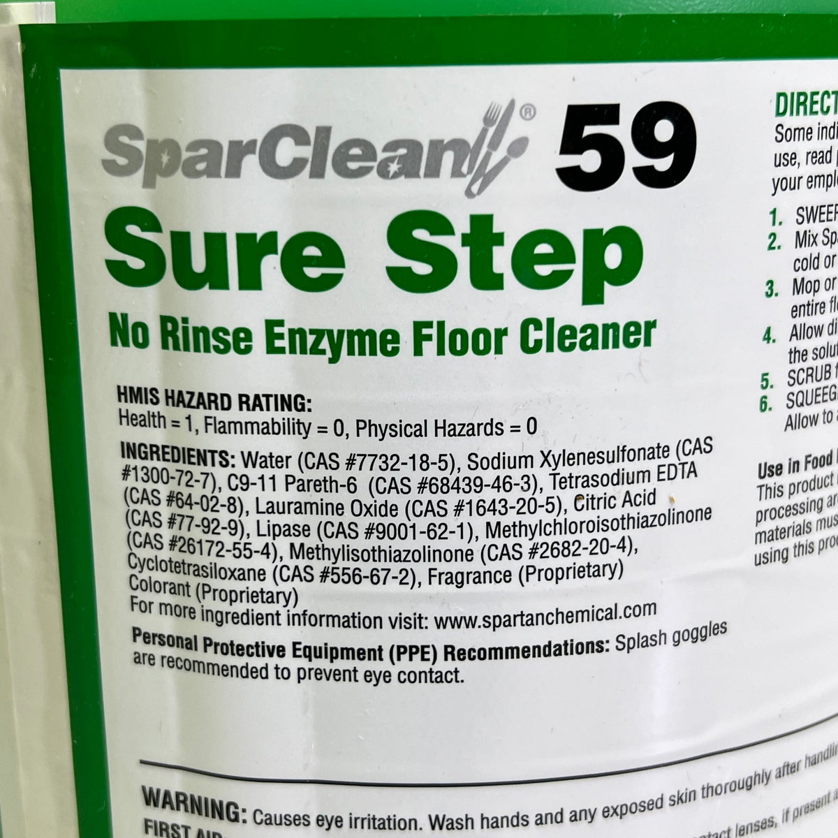 Limpiador de pisos enzimático sin enjuague SPARTAN Sparclean Sure Step, 1 galón, verde, 59