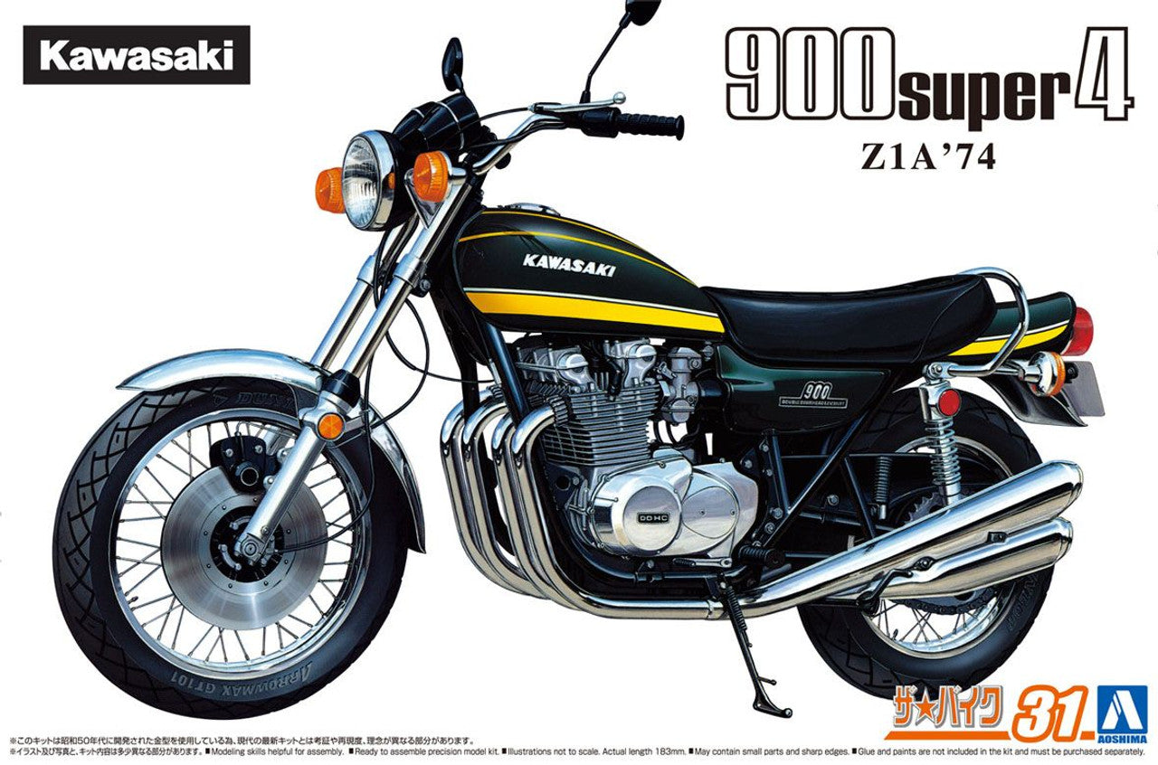 Aoshima: 1/12 Kawasaki Z1A 900 Super4 '74 Scale Model Kit 