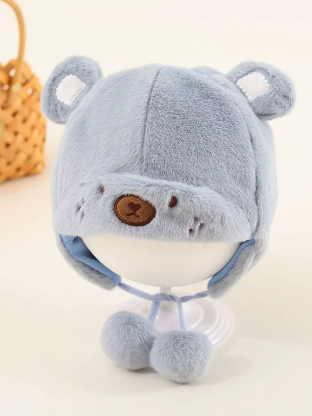 Gorro de felpa con orejas de oso para niños
