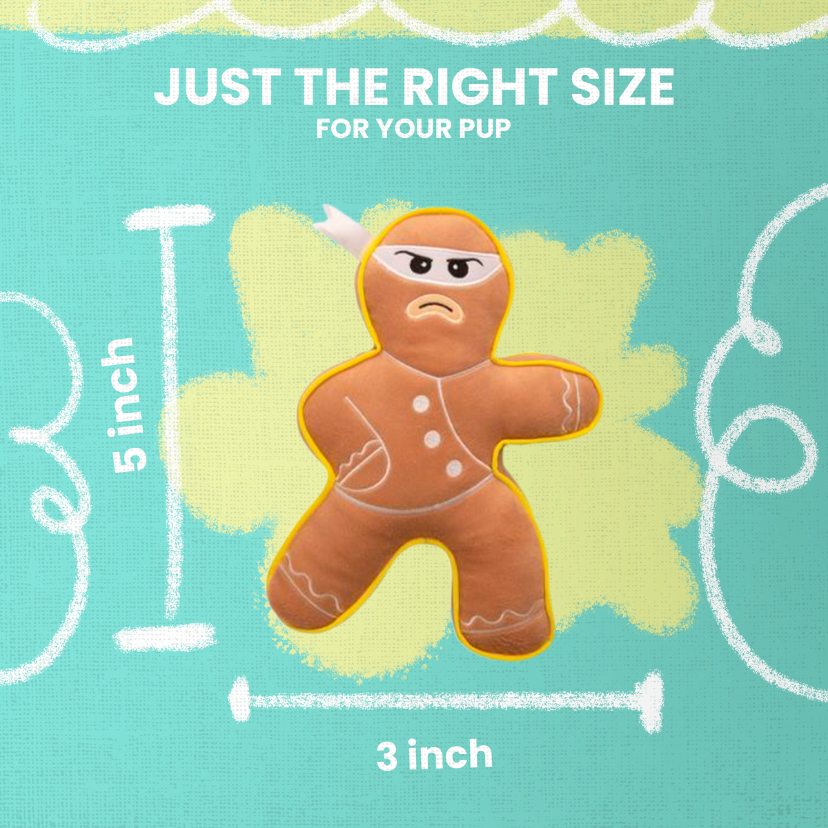 Ninja Bread Man Plush Holiday Dog Toy