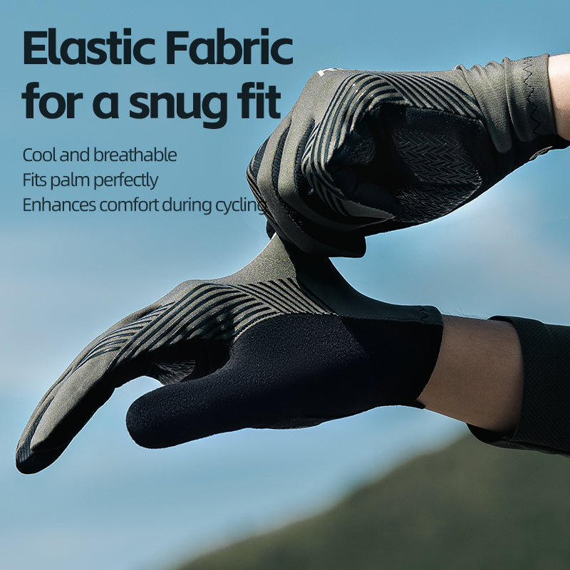 Guantes de MTB ROCKBROS: guantes de ciclismo antideslizantes con pantalla táctil y dedos completos 