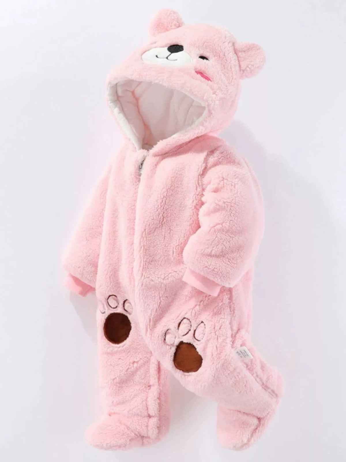 Mono de forro polar con capucha y orejas de oso para niños