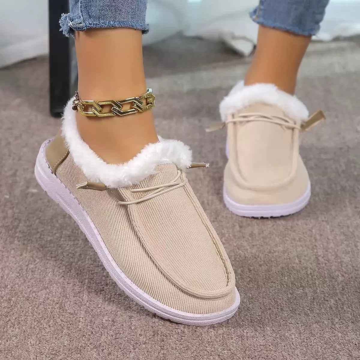 Pantuflas de pana con forro suave