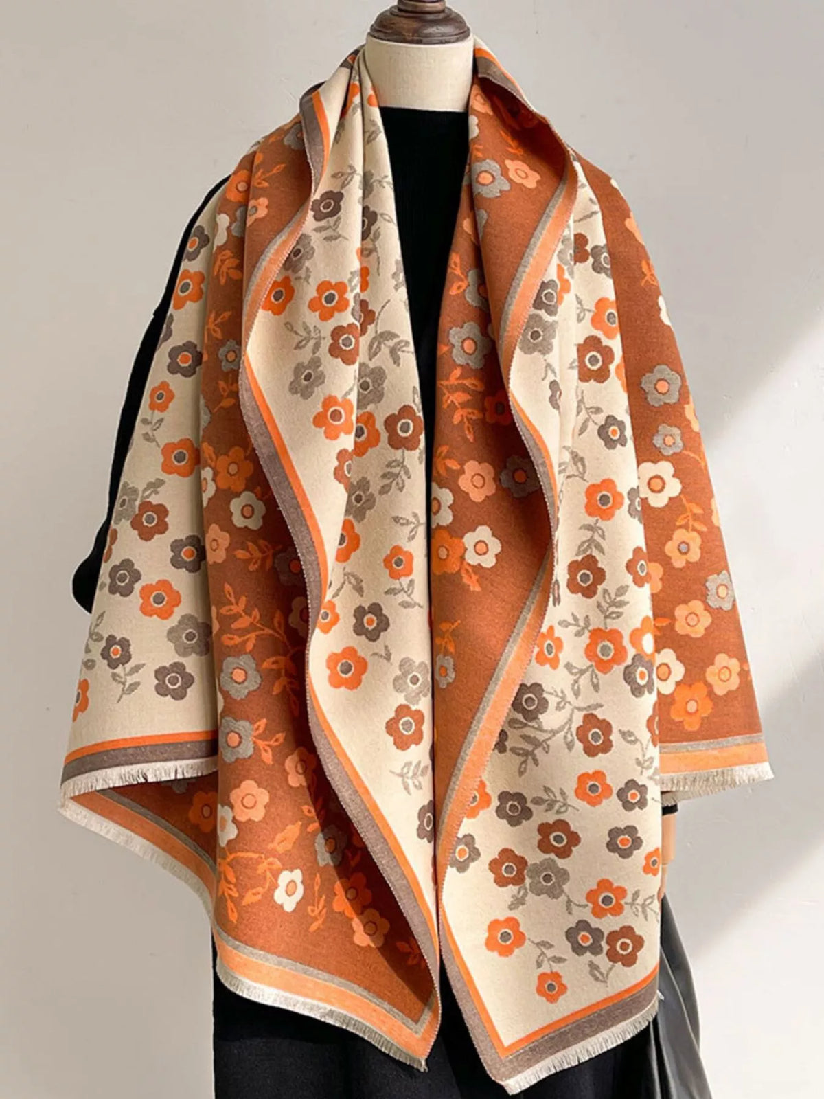 Bufanda de invierno cálida con estampado floral