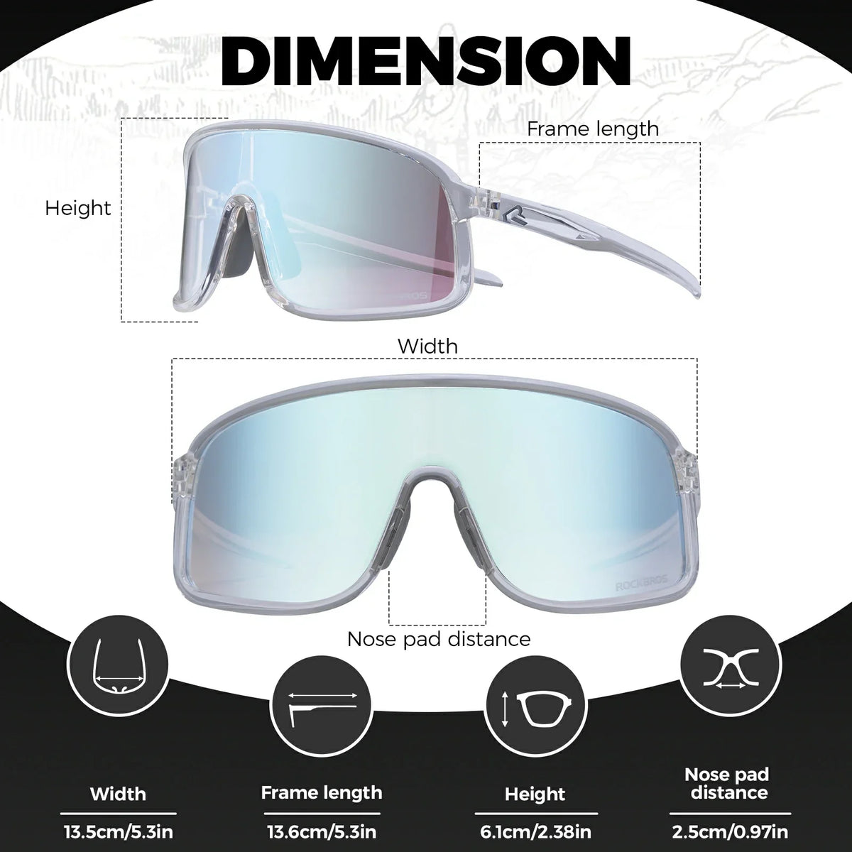 Gafas de sol de ciclismo ROCKBROS fotocromáticas polarizadas deportivas UV400 unisex