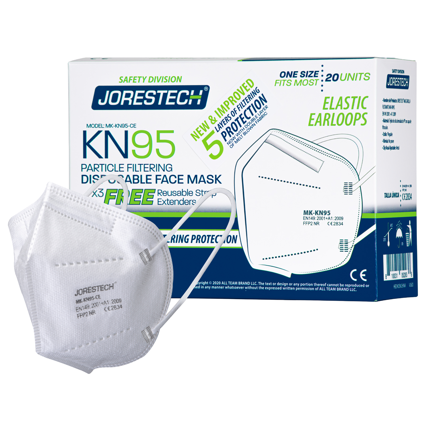 5-Layer KN95 Protective Disposable Face Masks – Pack of 20