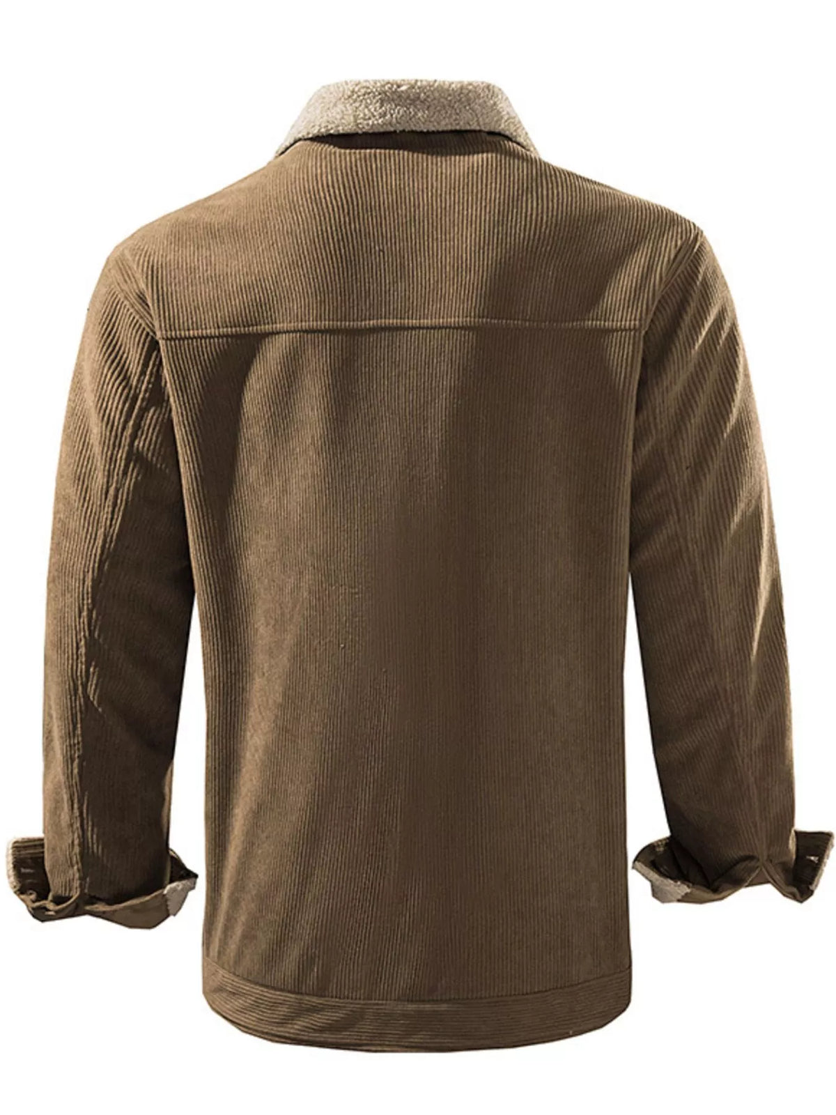 Chaqueta con botones de pana y forro Sherpa para hombre