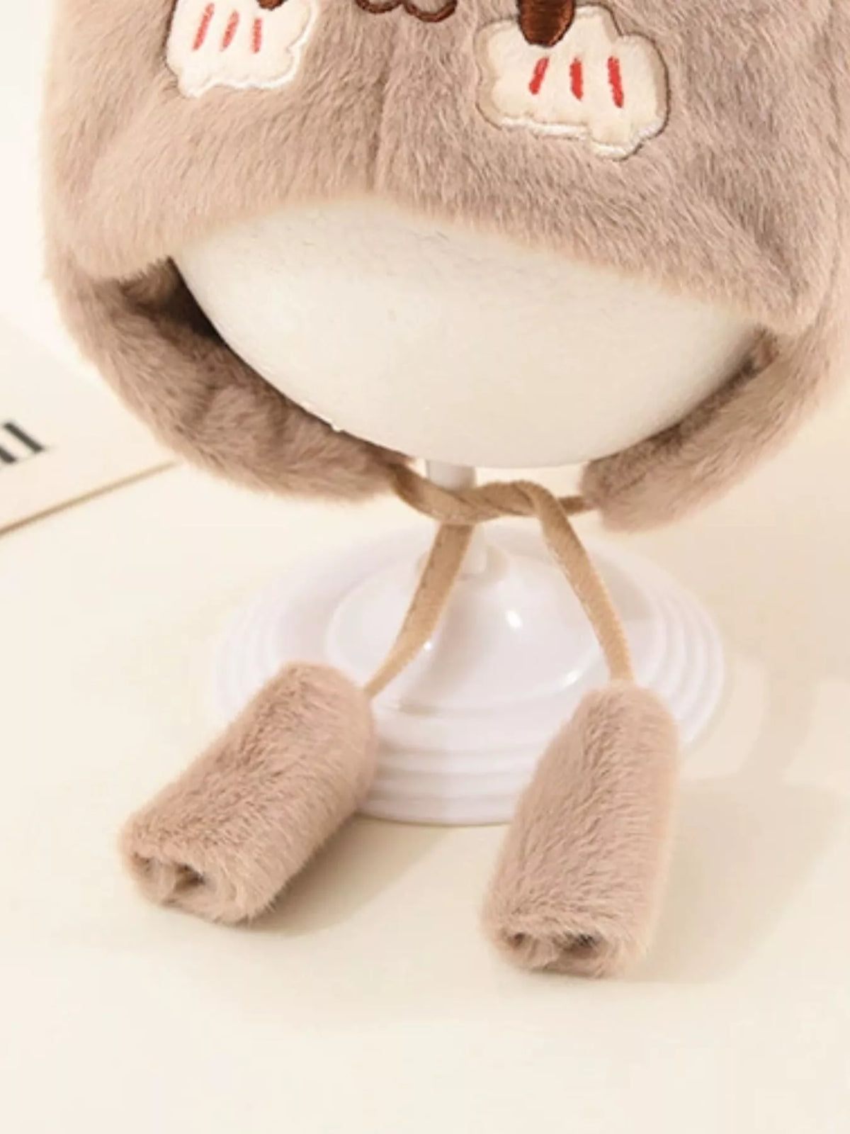 Gorro de felpa con orejas de oso para niños