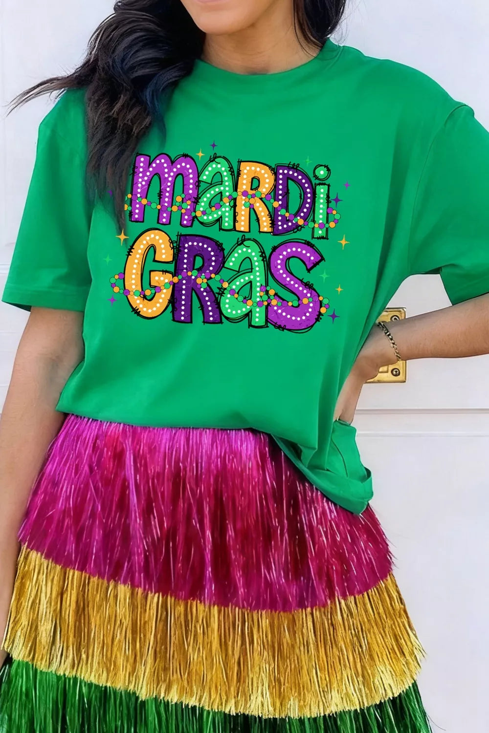 Camiseta con letras de MARDI GRAS Delightful