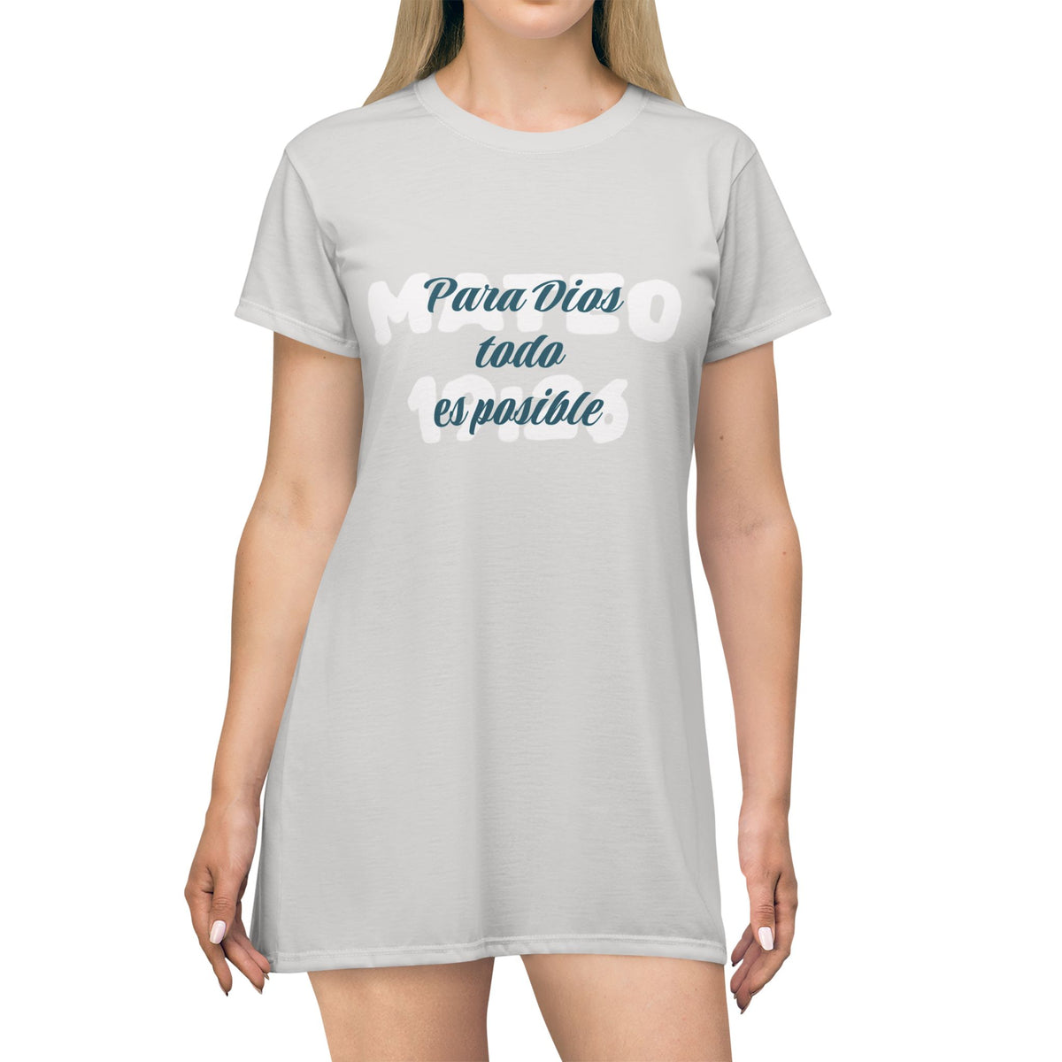 T-Shirt Dress — "Para Dios todo es posible"