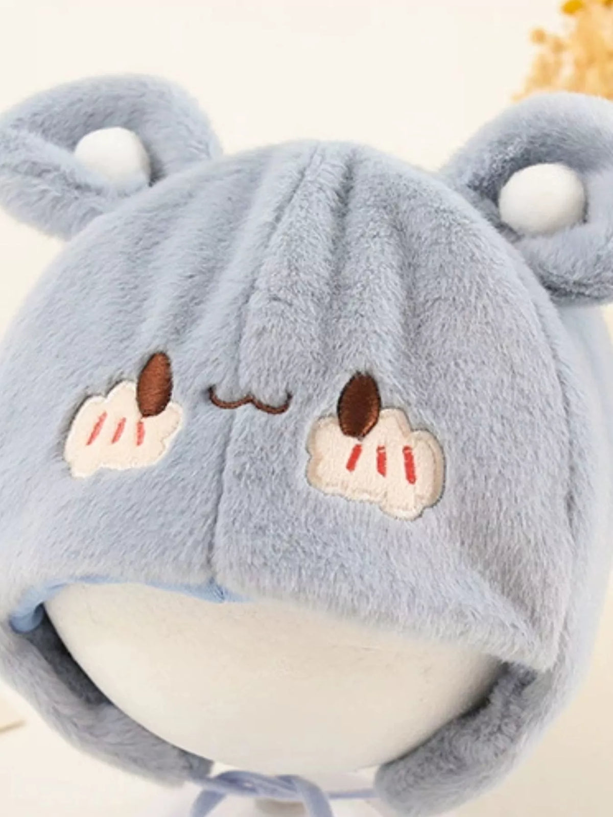 Gorro de felpa con orejas de oso para niños