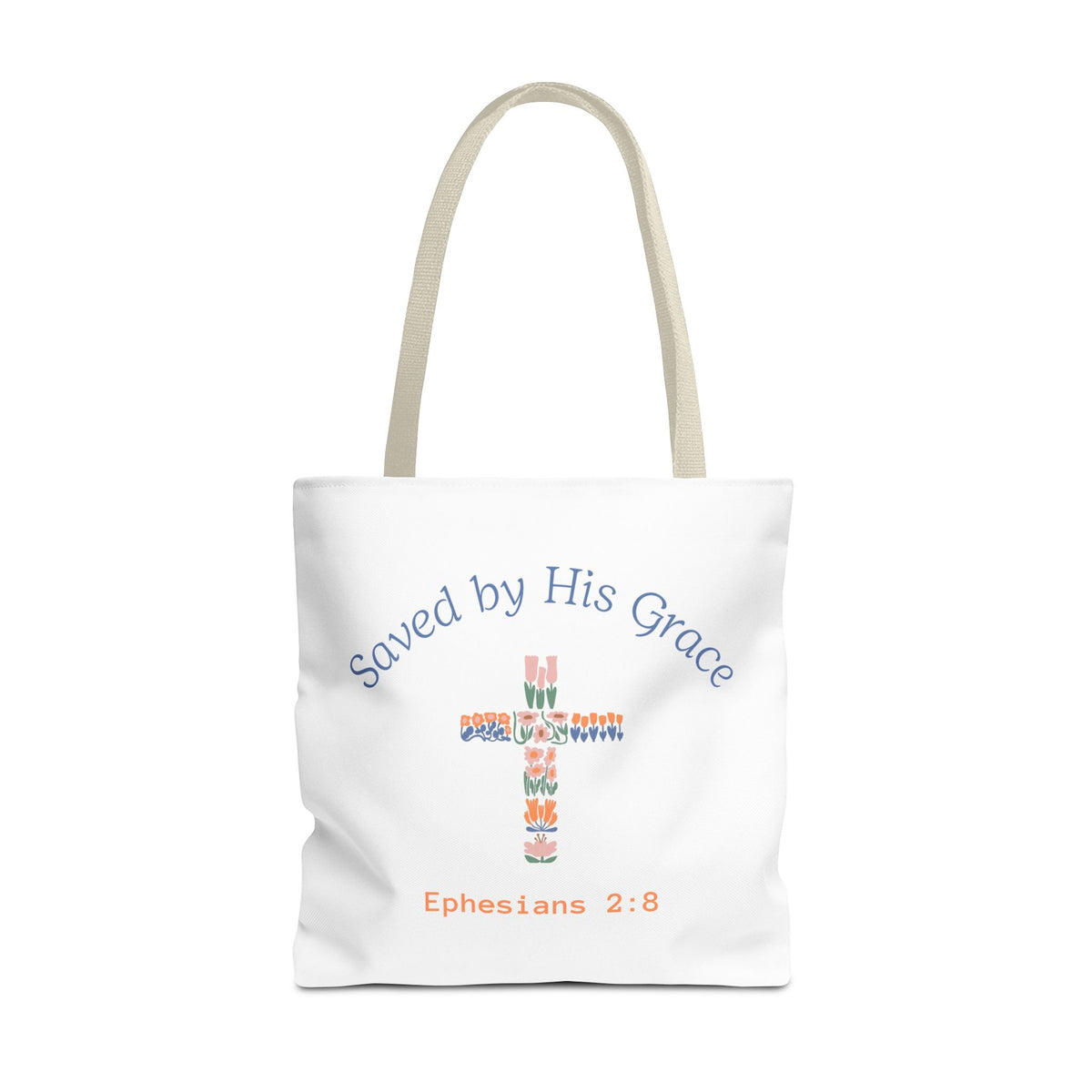 Bolsa tote cristiana — "Salva por Su gracia"