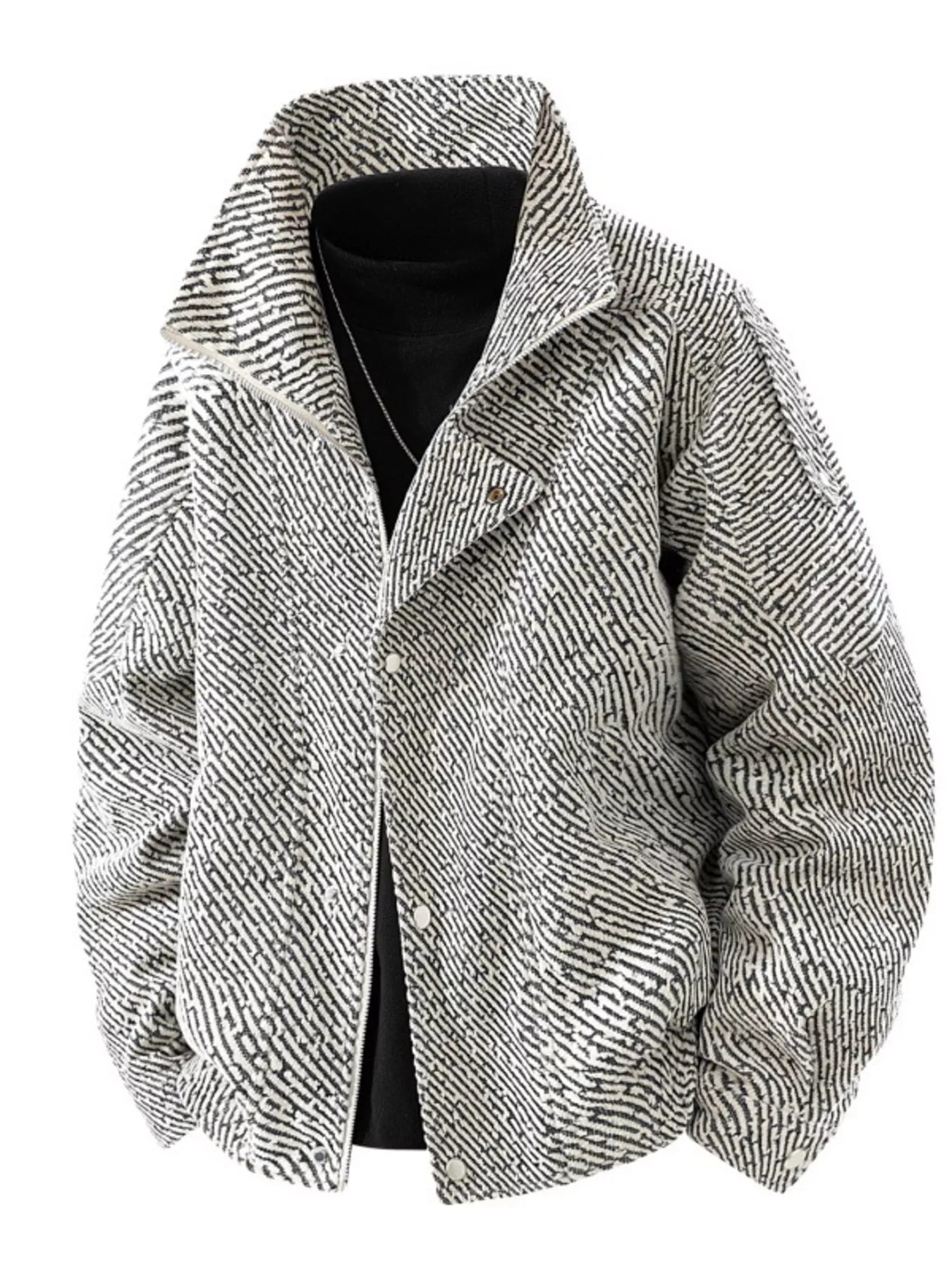 Chaqueta de manga larga con cierre a presión para hombre, talla grande