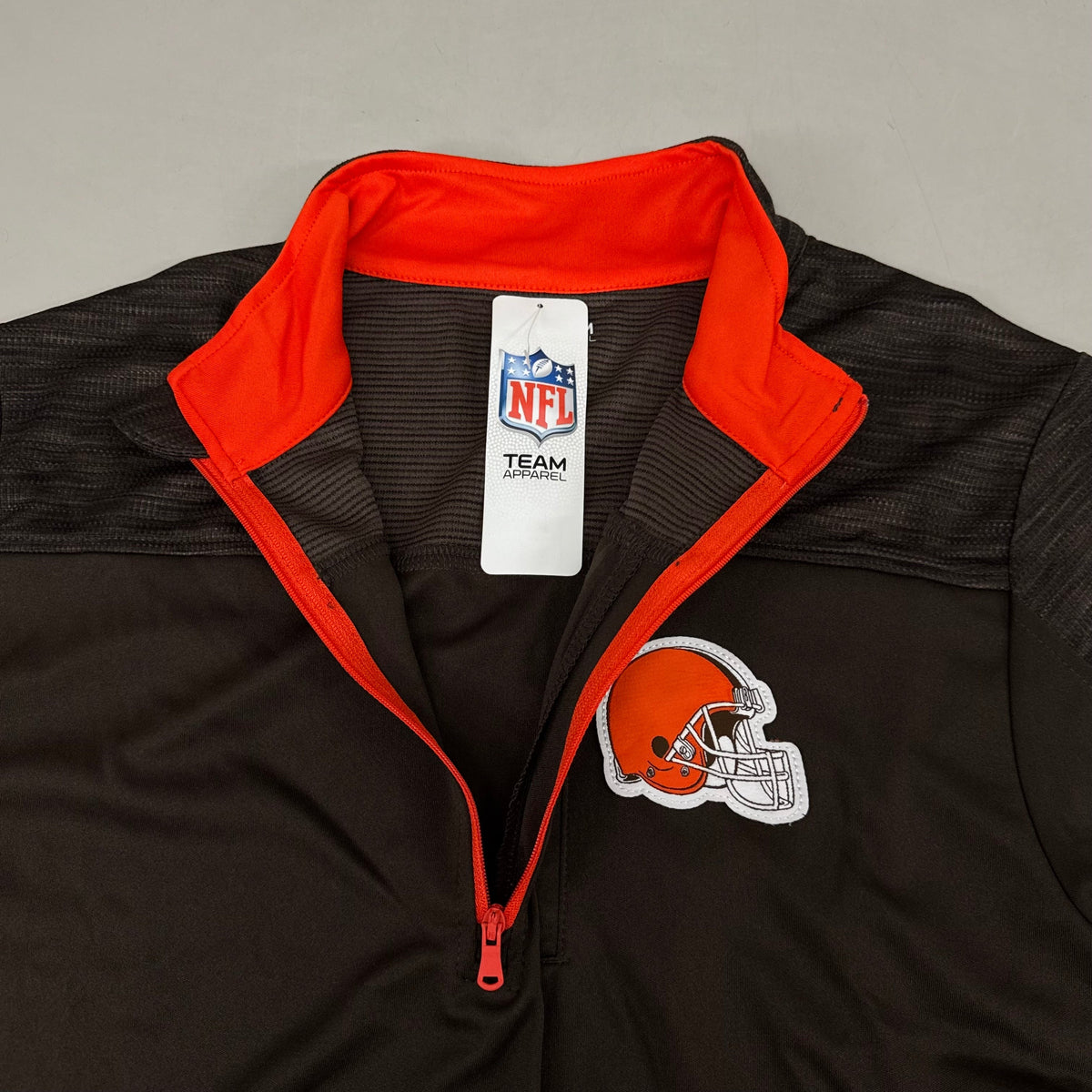 Camiseta NFL Cleveland Browns con cremallera de un cuarto, manga larga, talla M, marrón, 1802969