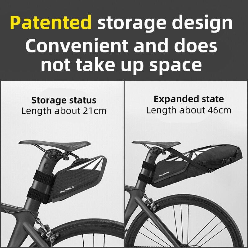 Bolsa para sillín de bicicleta ROCKBROS, plegable, 8 l, impermeable, para la parte trasera 