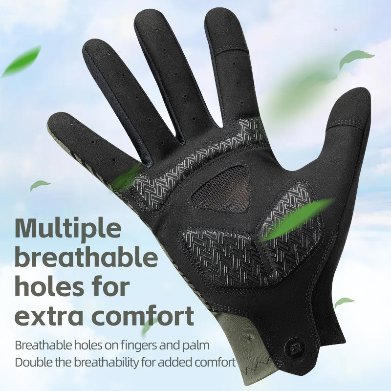 Guantes de MTB ROCKBROS: guantes de ciclismo antideslizantes con pantalla táctil y dedos completos 