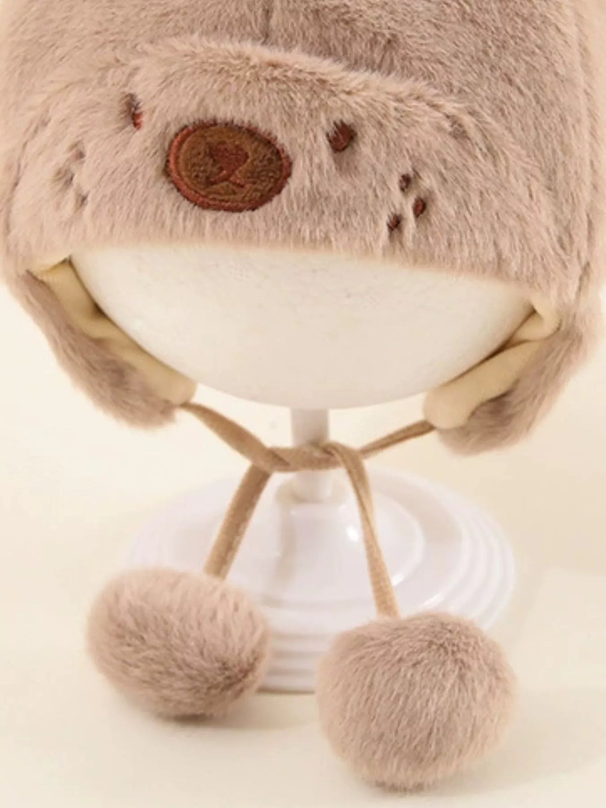 Gorro de felpa con orejas de oso para niños