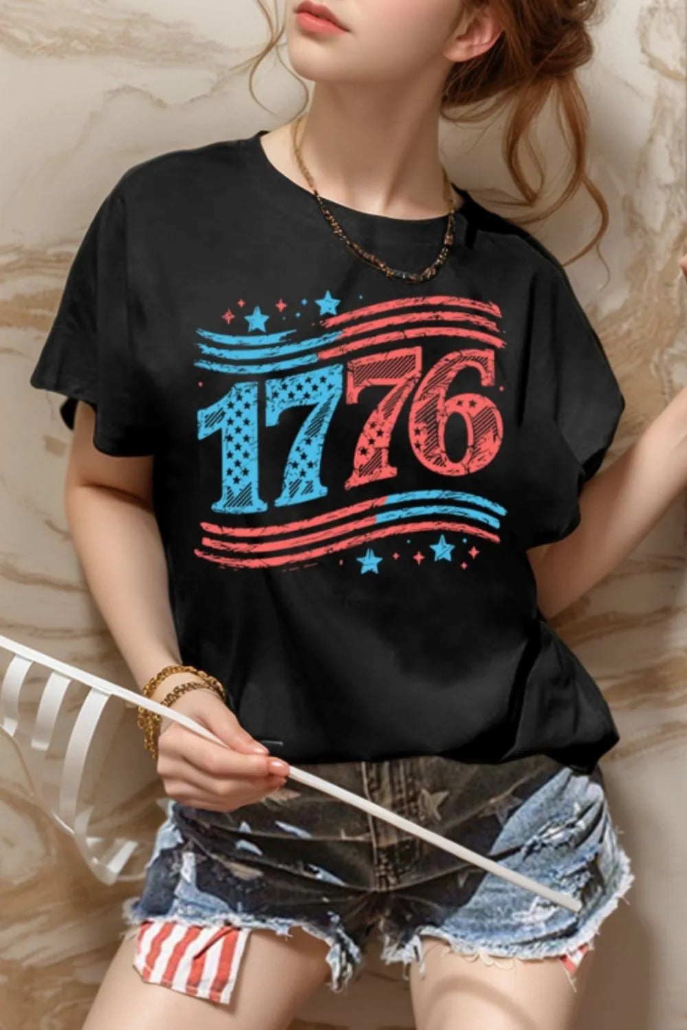 Camiseta gráfica de manga corta con cuello redondo