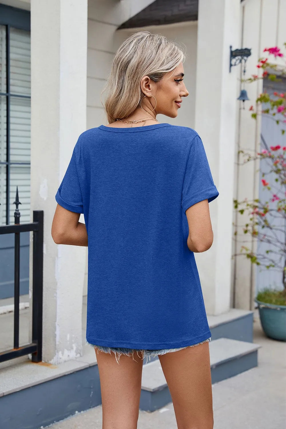 Camiseta de manga corta con muescas Florira