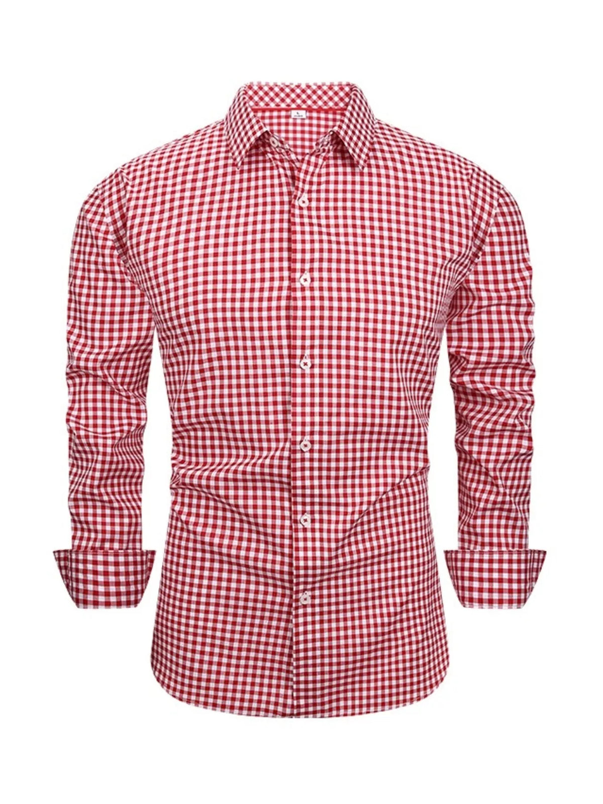 Men's Full Size Classic Fit Long Sleeve Gingham Shirt Plus Size