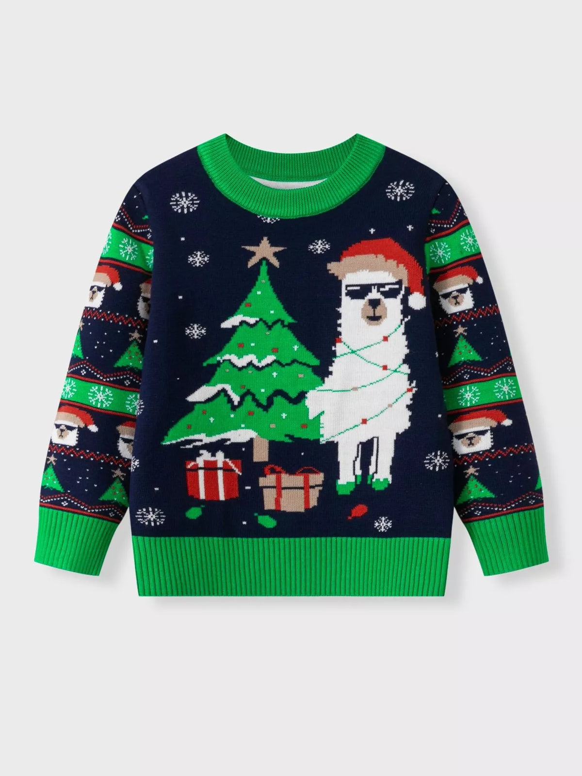 Children's Christmas Tree Round Neck Sweater