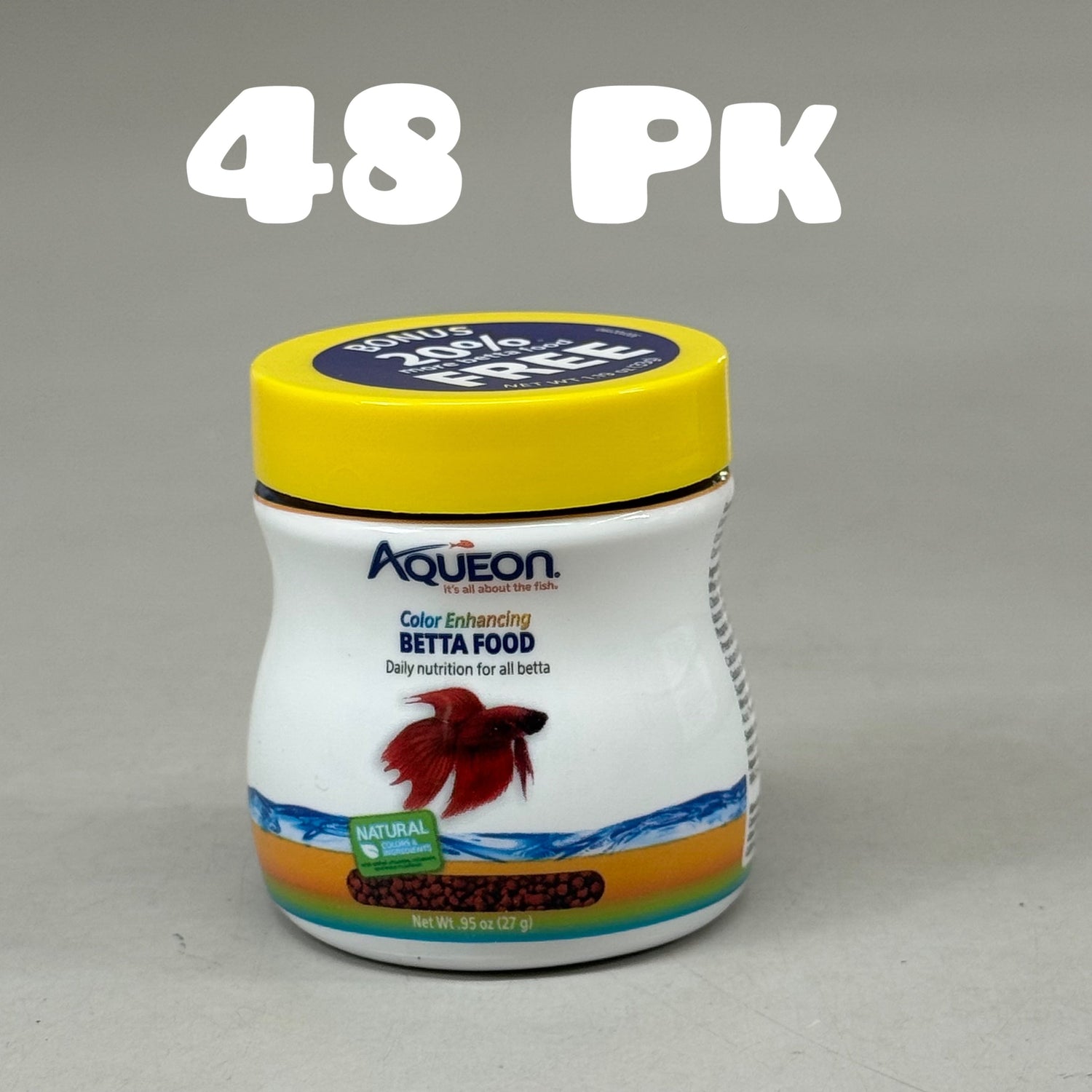 Aqueon Betta Color Enhancing Pellets – Alimentación diaria (Paquete de 48, 27 g cada uno)