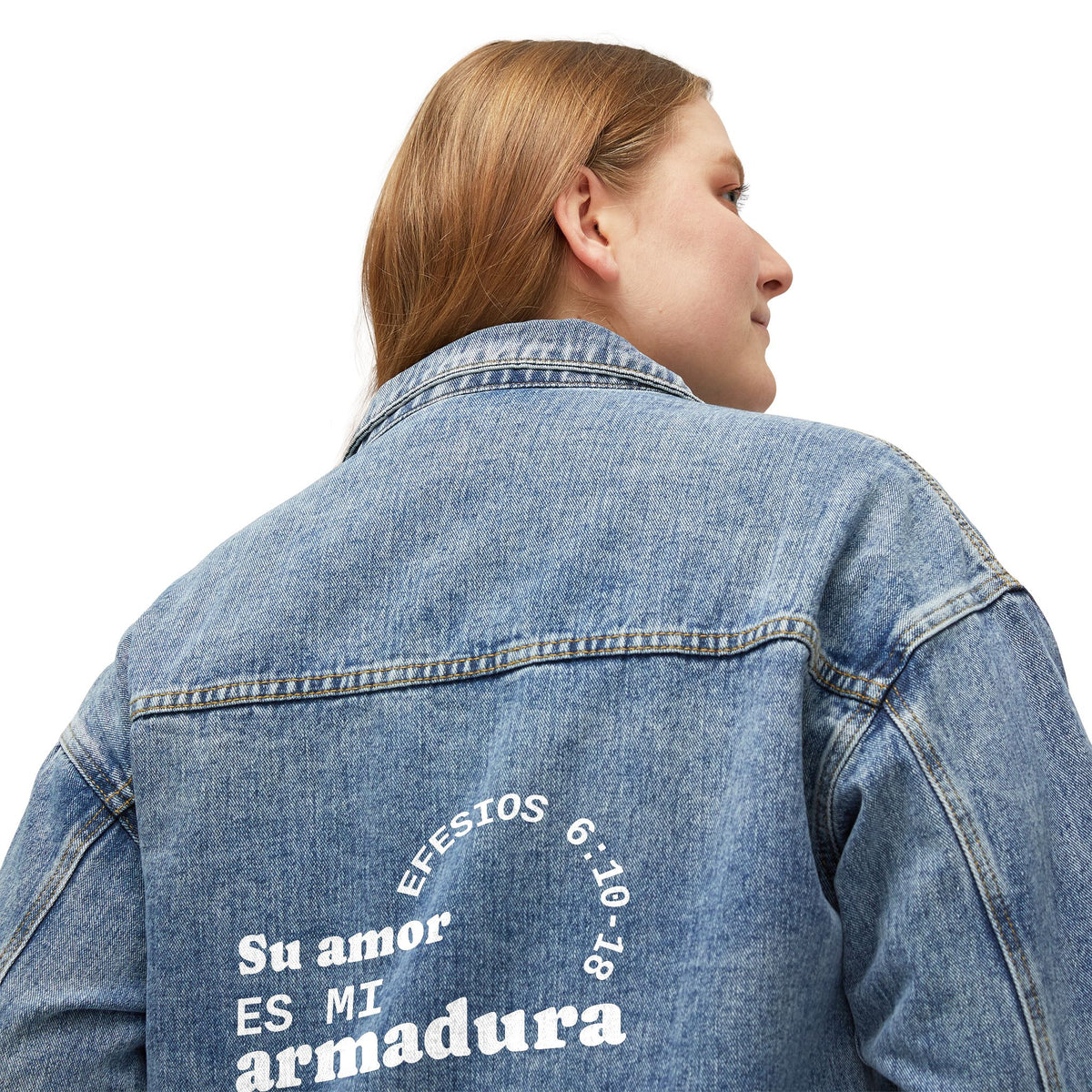 Women's Denim Jacket — "Su amor es mi armadura"