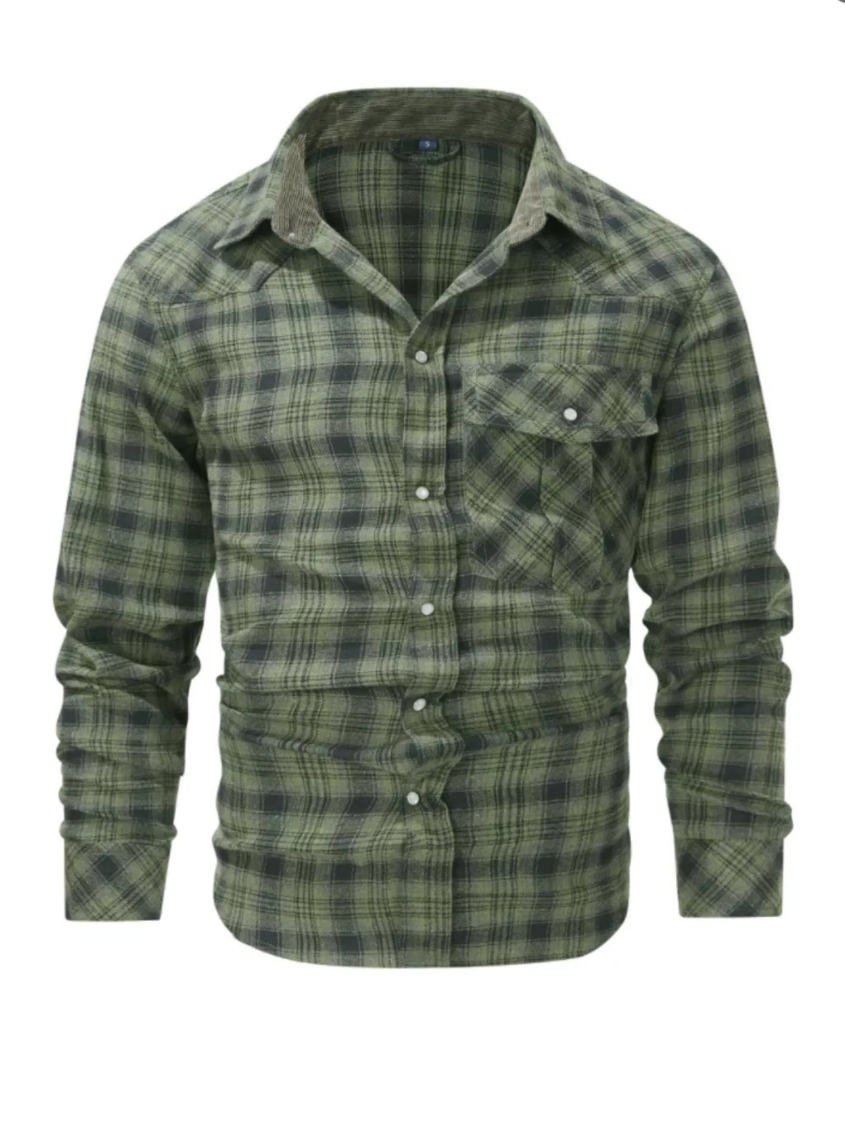 Men's Vintage Plaid Button Up Shirt