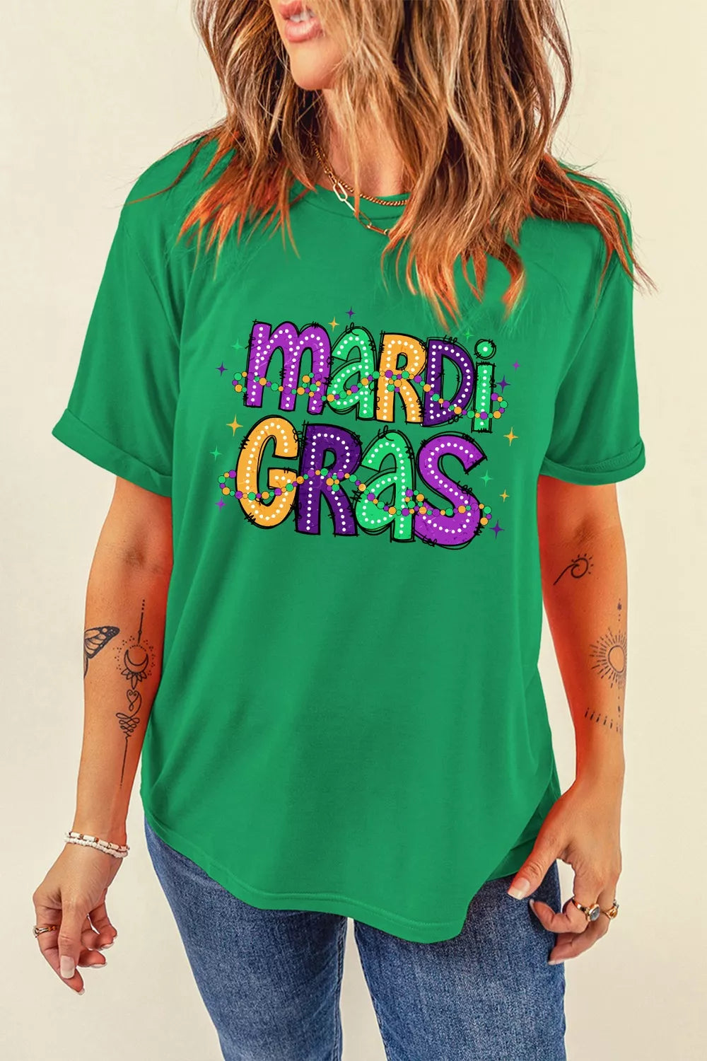 Camiseta con letras de MARDI GRAS Delightful
