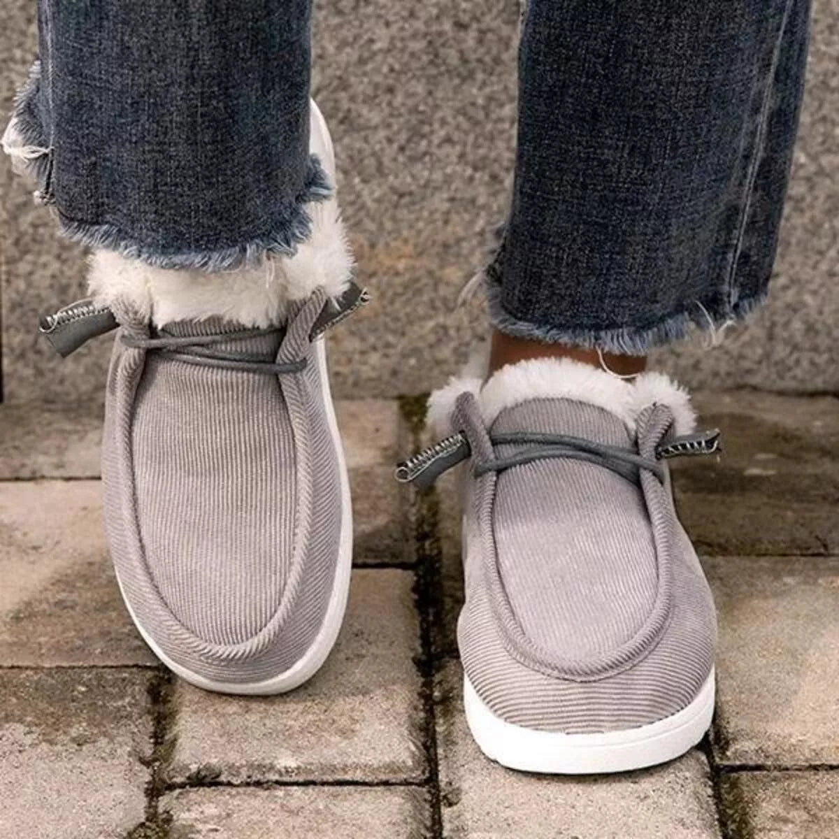 Pantuflas de pana con forro suave
