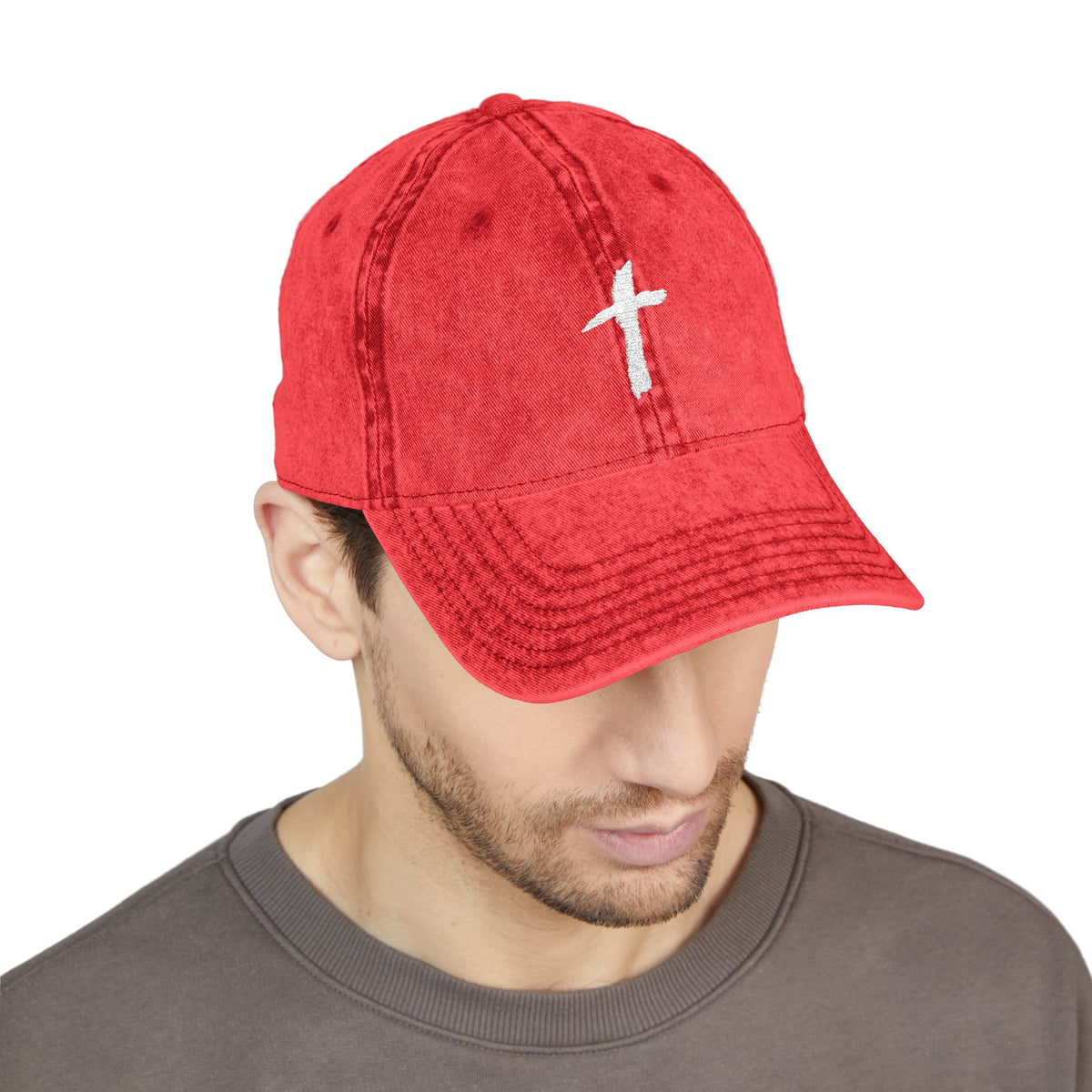 Embroidered Cross Vintage Cap