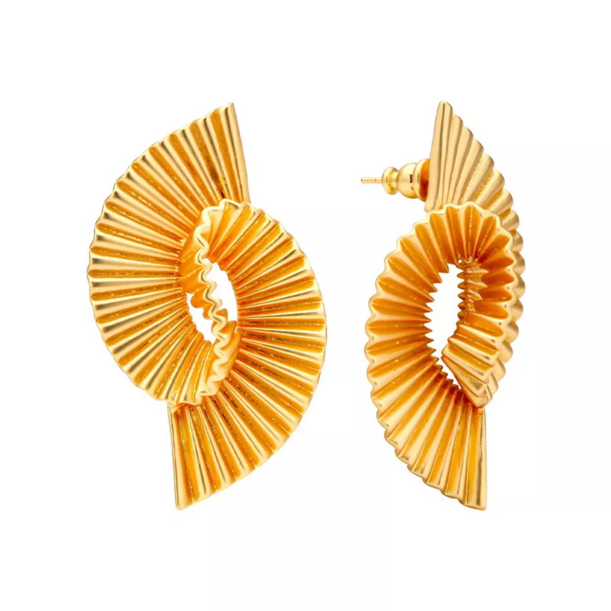 Pendientes de espiral geométrica de cobre con baño de oro de 18K