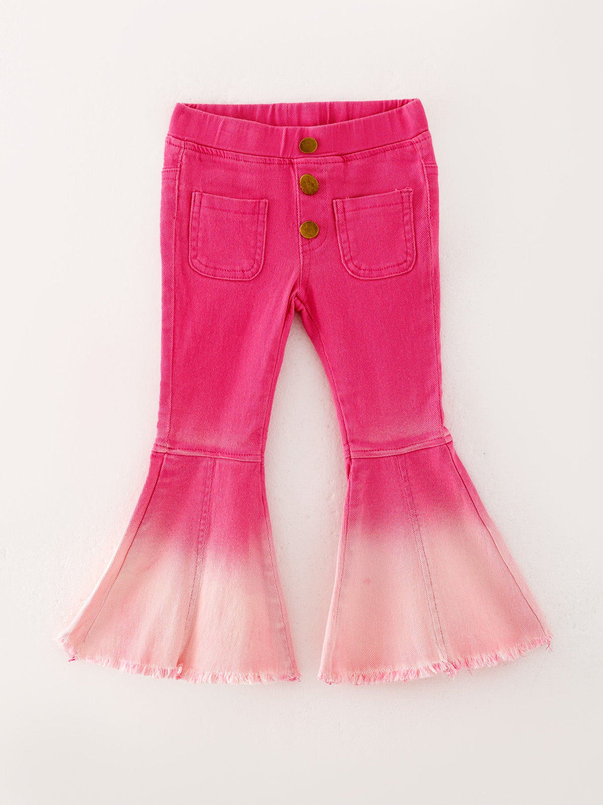 Pantalones acampanados de mezclilla con degradado rosa