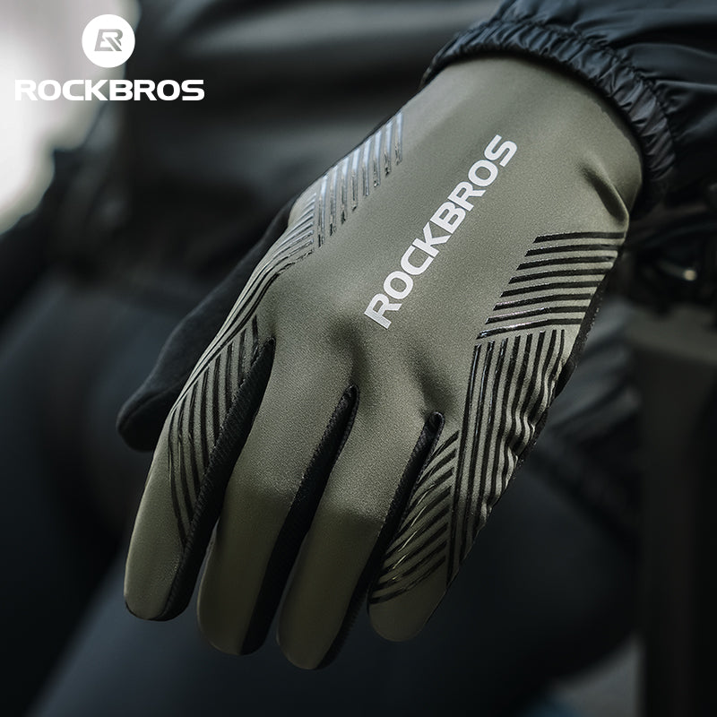 Guantes de MTB ROCKBROS: guantes de ciclismo antideslizantes con pantalla táctil y dedos completos 