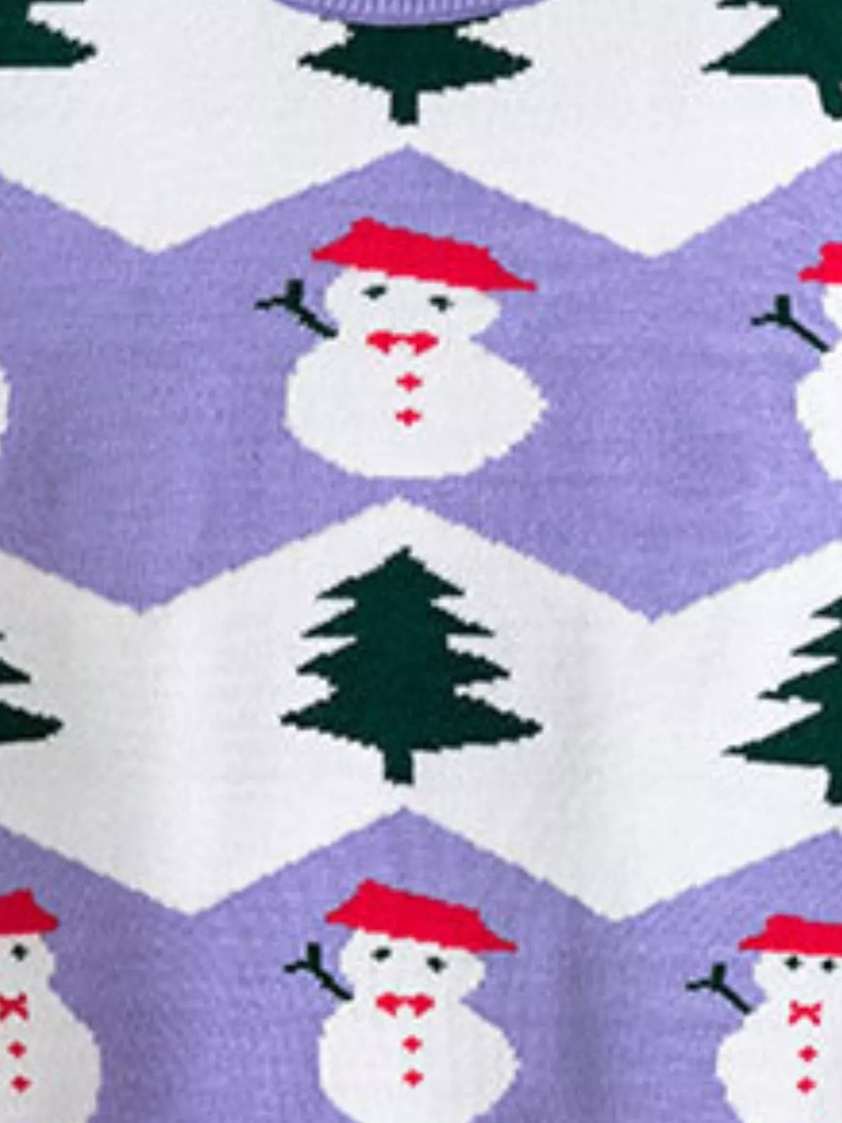 Suéter para niños con patrón de muñeco de nieve y árbol