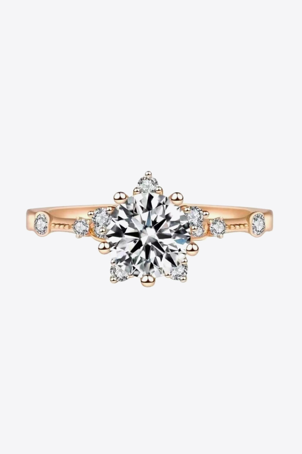 Anillo de moissanita de 6 puntas de 1 quilate