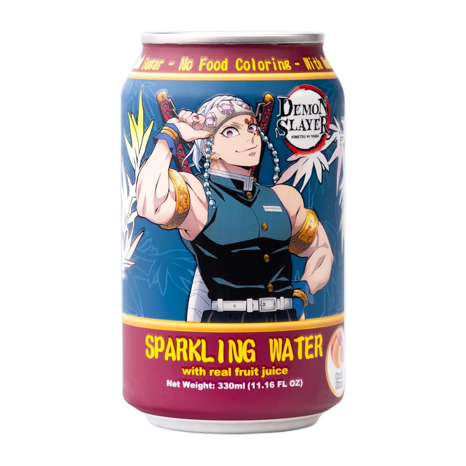 Agua con Gas Sabor Melocotón Demon Slayer 330ml – Tengen Uzui (1 Lata)